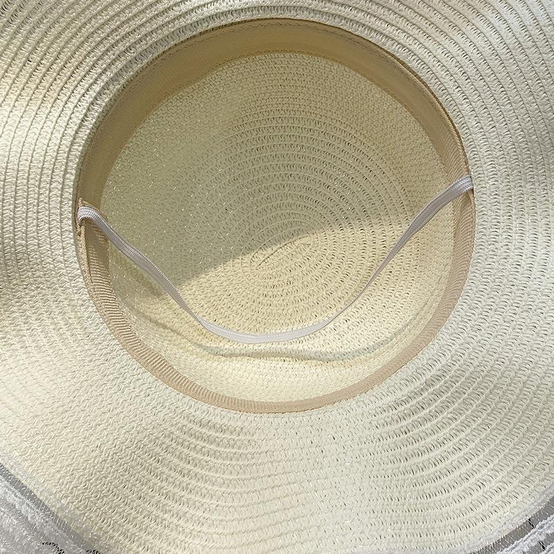 Straw Hat Women's Summer Sweet Big Eave Beach Hat Sun Hat Women's Summer Fashionable Flower Sun Hat Children