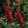 Red Flocking Christmas Bow Wreath Bell Christmas Tree Snowfall Elk Pendant Hanging Ornament Navidad 2025 Noel Home Party Decor