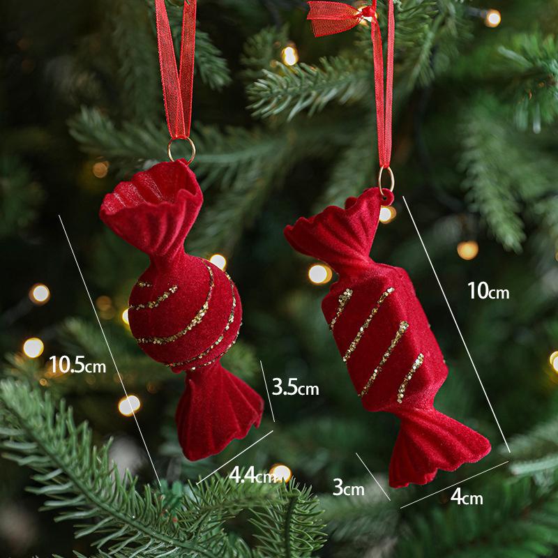 Red Flocking Christmas Bow Wreath Bell Christmas Tree Snowfall Elk Pendant Hanging Ornament Navidad 2025 Noel Home Party Decor