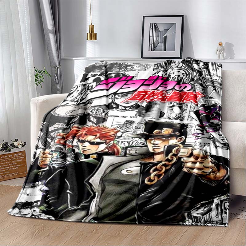 3D Cartoon Anime J-JoJo's Bizarre Adventure Bedruckte Decke Haus Sofa Bettbezug Wohnzimmer Schlafzimmer Dekoration Warme Weiche Decke