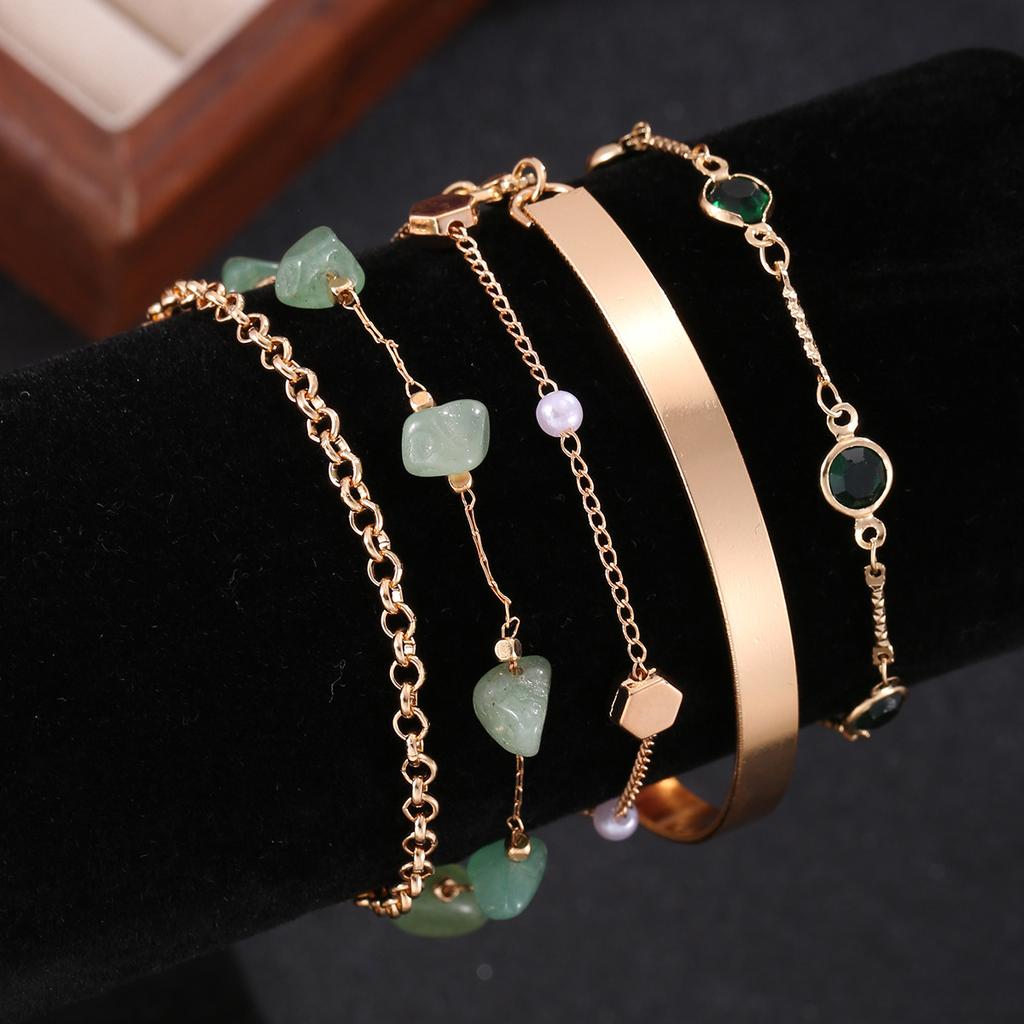 European and American Xiyin hot-selling piece set bracelet set female alloy round bead chain box chain simple bracelet