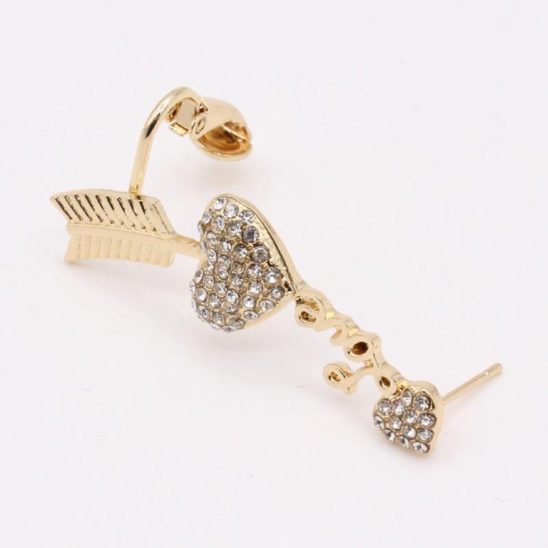 

1 шт. серьги-клипсы, индивидуальные серьги-каффы в форме сердца со стразами и стразами золотой