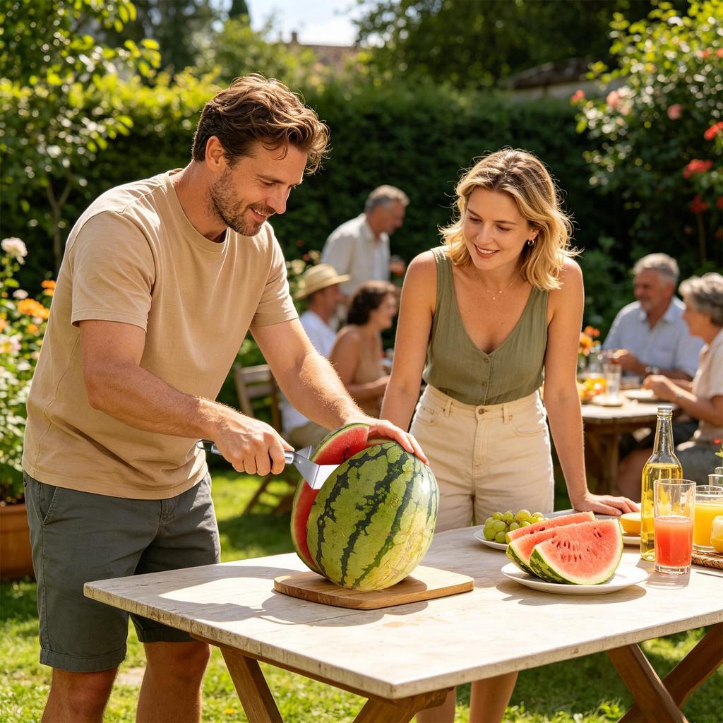 Stainless Steel Watermelon Slicer Non-slip Handle Food-Grade Multifunction Watermelon Slicer Tool for Kitchen Shop Cantaloupe