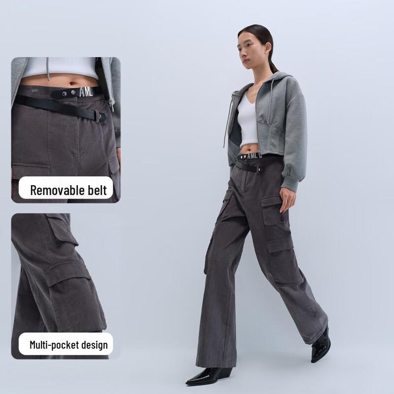 VEROMODA Women's Mid-Waist Cropped Cotton Slouchy Pants with Belt