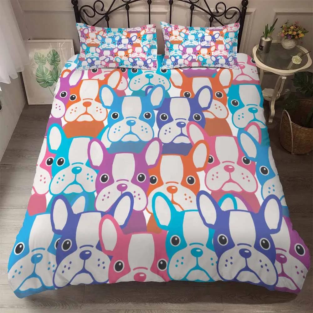 Bed Linen Cute Small Dog Cat Twin Bedding Sets Super Soft Duvet Cover Set Pillowcases Comforter Bedding Sets American Style Bed