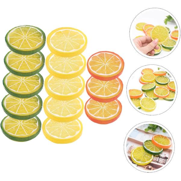 Alipis 13pcs Imitation Lemon Slice Home Decor Lemons Plastic Ornaments Artificial Lemon Slices Artificial Lemon Model Mini Basket Lifelike Lemon