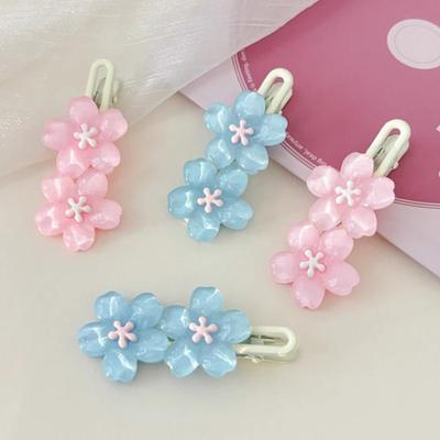 4Pcs Girl Hairpin Macaron Color Cherry Blossom Hair Clips Pearlescent Texture Stable Wavy Bang Hair Pins Hair Accessories