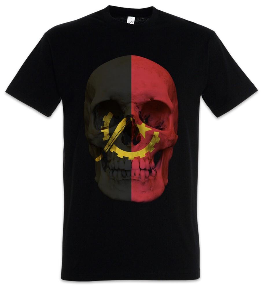 CLASSIC ANGOLA SKULL FLAG T-SHIRT - Banner Flag Biker MC Club