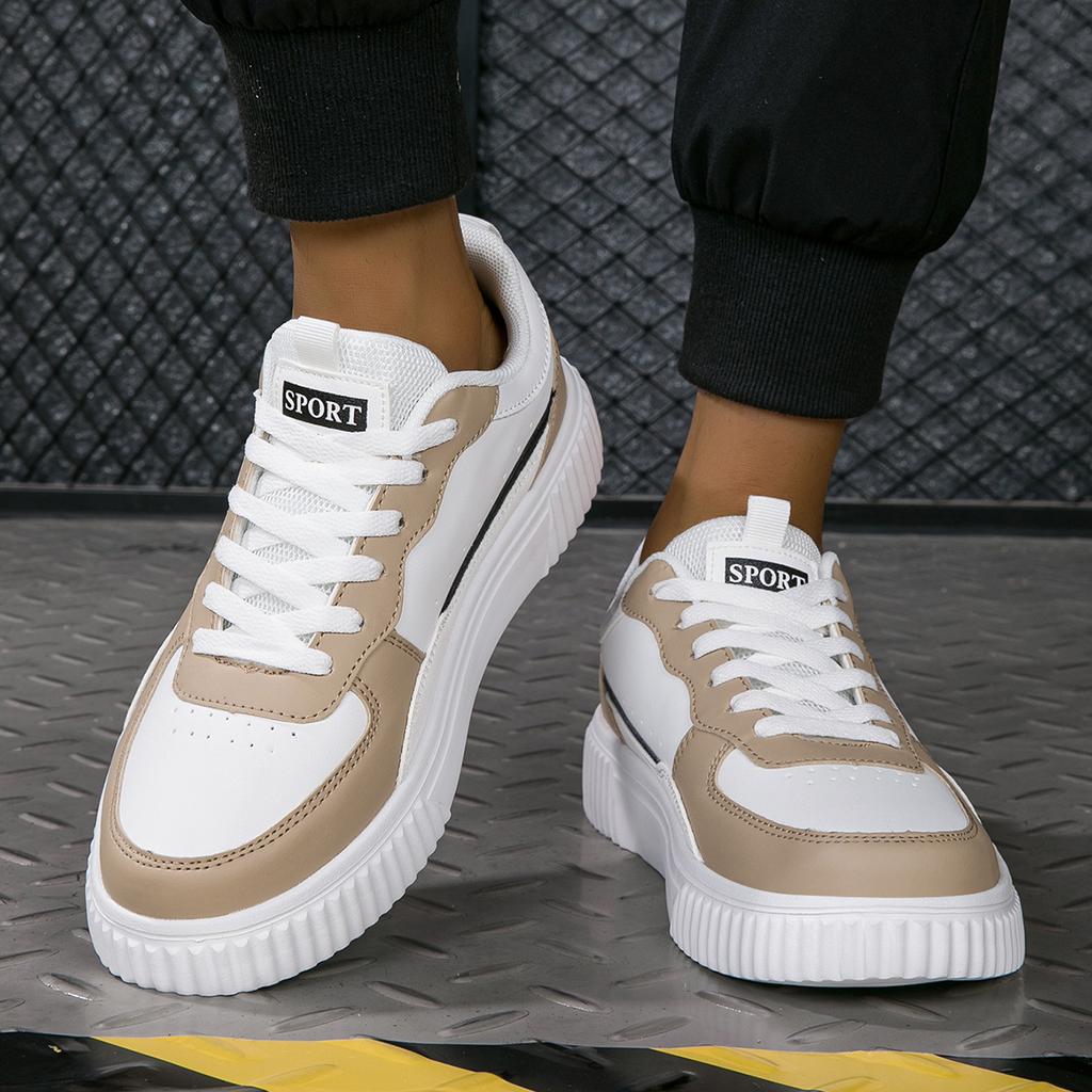 Men's Shoes Summer Breathable Trendy Versatile Casual White Sneakers Youth Non-Slip Sports Thick-Soled White Shoes