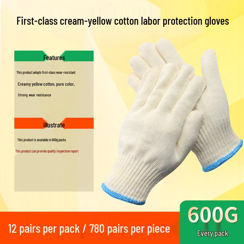Cotton Yarn Work Gloves for Construction and Labor Protection
