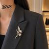 Durable Lapel Pin Ear of Wheat Faux Pearl Brooch Rhinestone