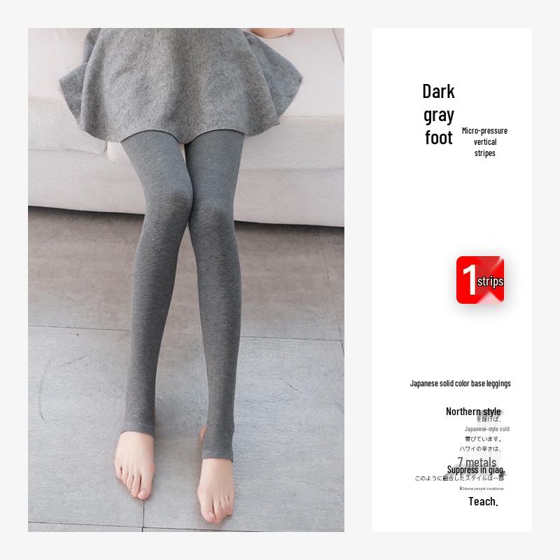 Dámské silné pruhované černé a šedé základní legíny s plusovým sametem na podzim a zimu - Hřejivé bavlněné punčochové kalhoty