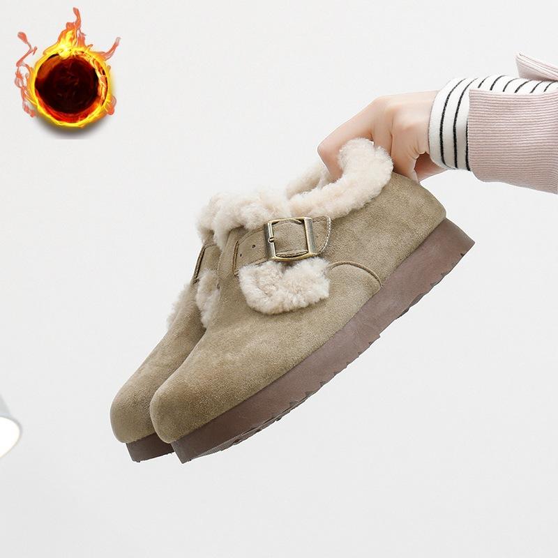 Women's Warm Snow Boots Casual Faux Suede Short Booties With Faux Fur Lining Anti-Slip Comfortable Winter Fleece Lined Walking Loafer Shoes for Women