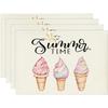 4/6pcs Ice Cream Sun Summer Placemats, Seasonal Holiday Table Mats for Party Kitchen Dining Decoration 12x18 Inch