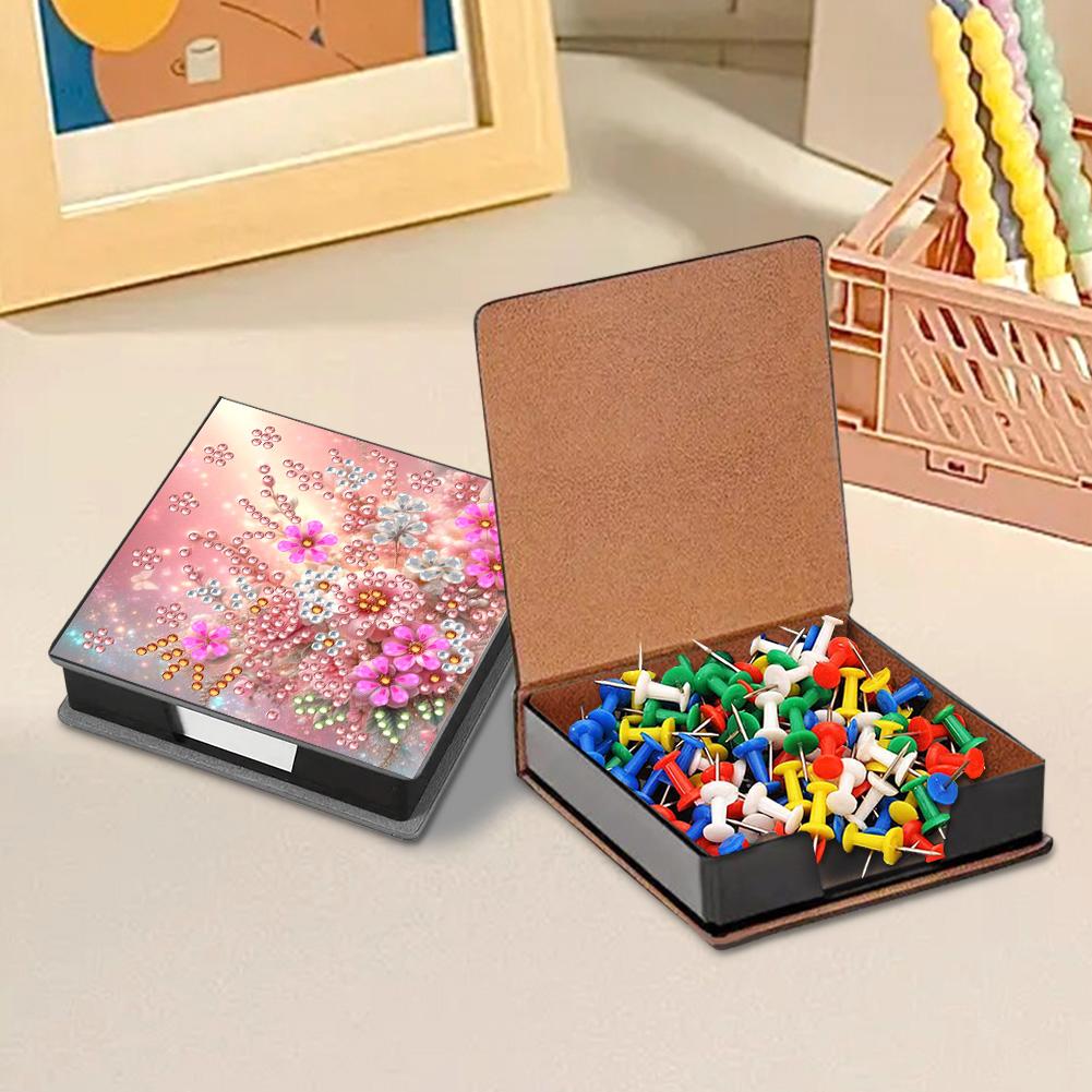 PU DIY Diamond Art Note Box with 160 Sheets Diamond Art Notepad Box for Home Office and School Supplies