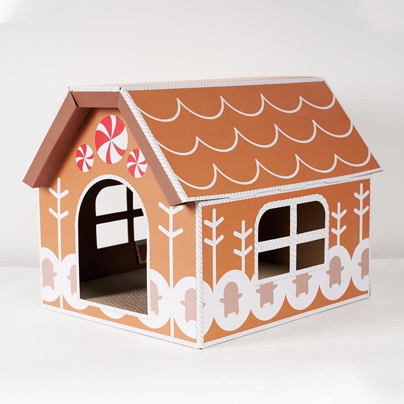 Weihnachtsthema Multifunktional Große Kapazität Wellpappe Katzenhaus Kratzbaum