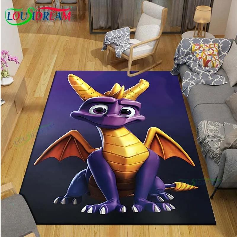 3D Klasické Hry S-Spyro Drak Tištěné Koberce Obývací Pokoj Protiskluzový Plošný Koberec Dětský Pokoj Rohožky Jóga Podložka Velký Koberec Dekor
