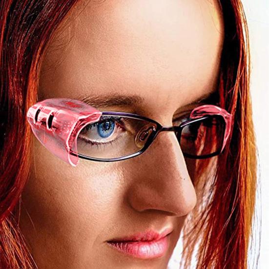 1 Paar bunte TPU-Brillen-Seitenschutz-Abdeckungsflügel, Spritzschutz, einfach zu installieren, transparentes Design, Augenglas-Abdeckungsflügel