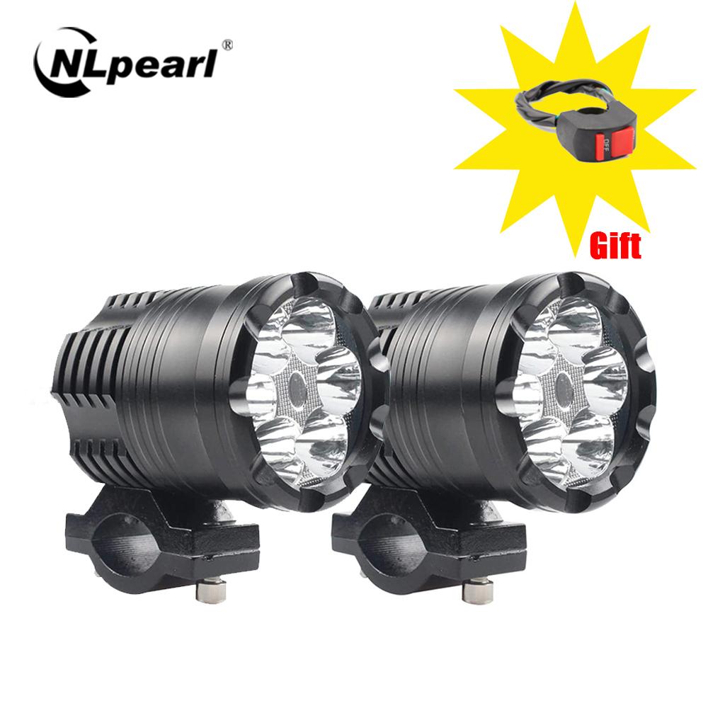 NLpearl 60W Motorcycle LED Headlight Spotlight Universal Moto Spotlight Additional LED Auxiliary Faro LED Moto Assemblie Lamp 2 pcs 60W