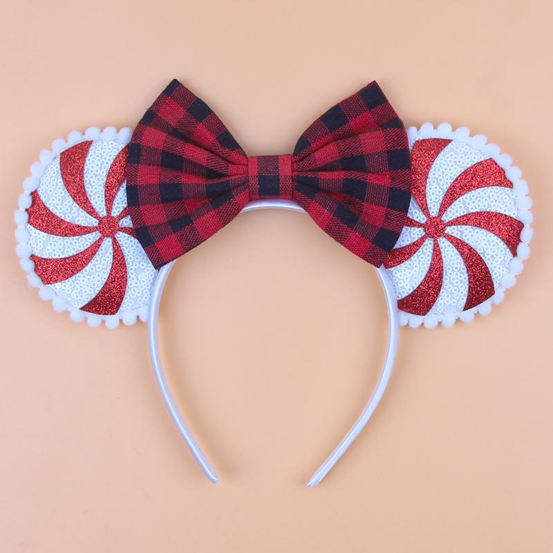 Neues Weihnachts-Mausohren-Stirnband für Mädchen Einheitsgröße Pailletten Schleife Haarband Festival Party DIY Haarschmuck Boutique