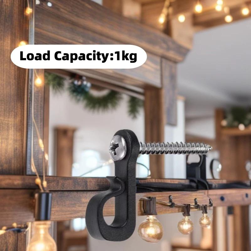 5/10/20/40/80 Pezzi Ganci a Vite Tipo Q per Luci a Stringa da Esterno Clip per Fili LED Parete del Patio Appendere per Decorazioni Festa di Capodanno