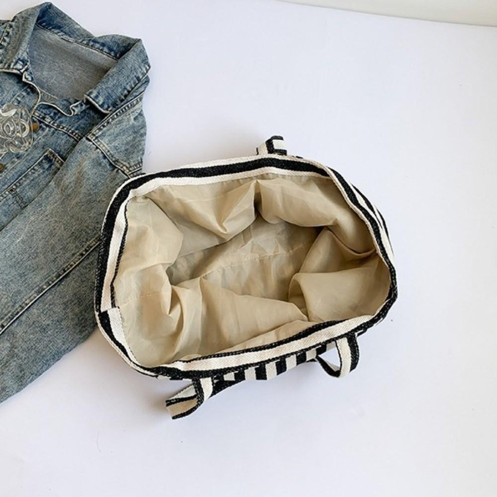 Shopping Bag Cloth Shoulder Bag Shoulder Pouch Tote Bag Simple Fashion Stripe Underarm Bag  Girls
