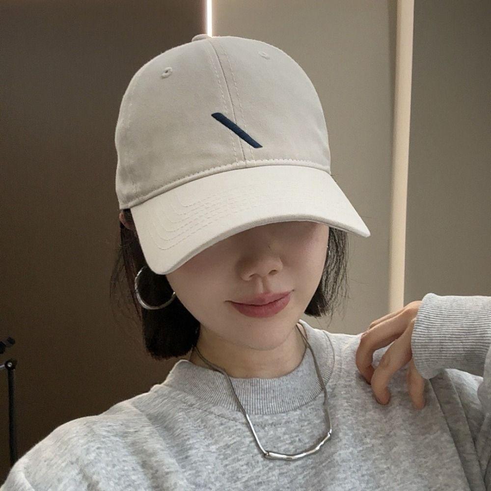 Hole Embroidery Baseball Cap Embroidered Sun Hat Simple Letter Baseball Hat  Girl