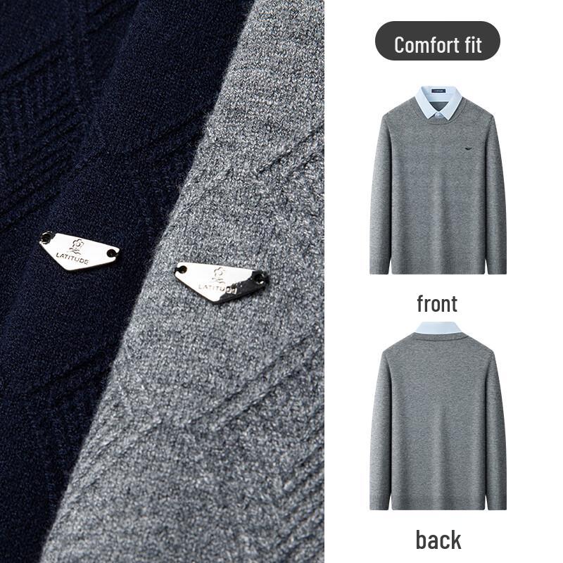 MONTAGUT Herren Strickpullover im Faux-Zweiteiler-Look mit Hemdkragen