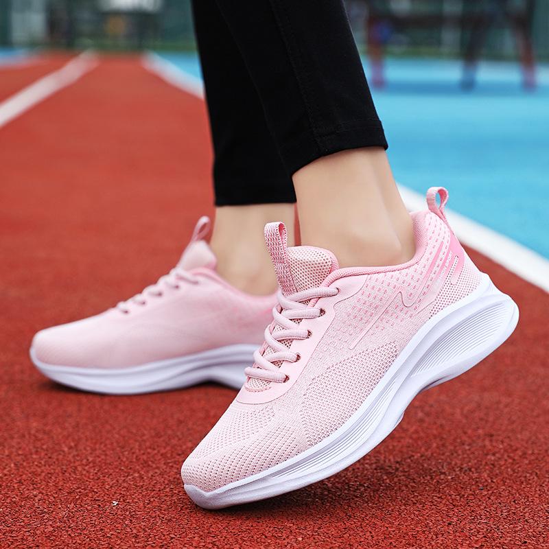 New mesh breathable brand non-slip sports casual shoes round head lace-up college ultra-light soft-soled running shoes