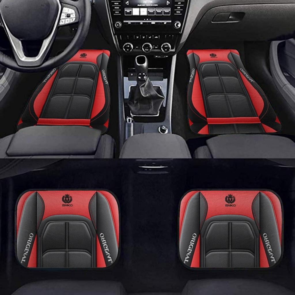 4pcs Elegant Car Floor Mats - Non-Slip, Easy-Clean Polyester All-Season Floor Mats Universal Car Carpet Interior Accessories