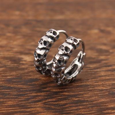 Punk Hip Hop Skull Hoop Earrings for Women Stainless Steel Trendy Charm Skeleton Hoop Earring Gothic Male Pop Jewelry