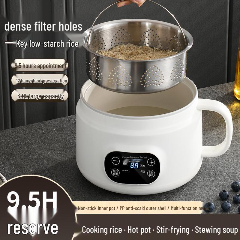 Smart Ceramic Glaze Rice Cooker: Multi-functional Large Capacity Steamer & Fryer with Double Layer Design.