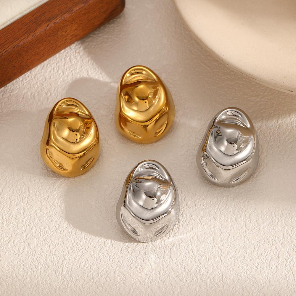 Stainless Steel Geometric Earrings For Women With Wrinkled Style For Fashion Casual Wear