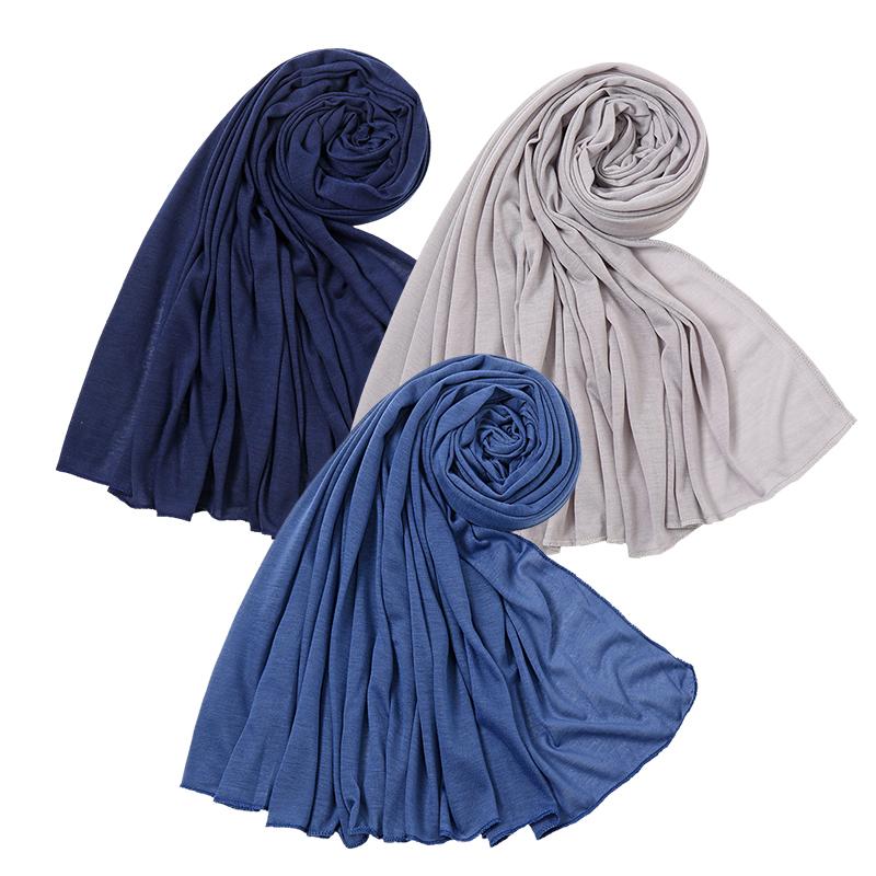 3Pcs Cotton Jersey Hijab Stretch Scarf Women Muslim Shawl Big Size Long Muffler Fashion Ramadan Headband Turban 180*80Cm