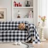 Christmas Sofa Cover Plaid Slipcover Couch Cover Grid Living Room Pet Bed Chair Soft with Tassel Washable Towel Throw Blanket