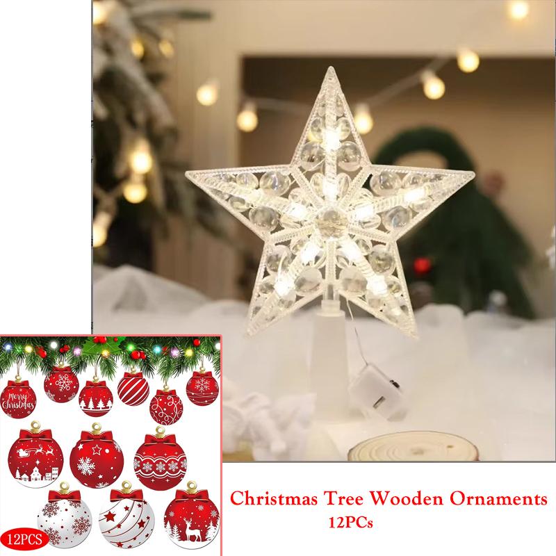 15cm Weihnachtsbaumschmuck Sterne Warmweiße Lichter Heim Zimmer Dekor LED Leuchtende Lampe Weihnachts-Festival Topstern Navidad 1,07in