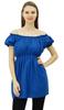 Bimba Women's Off shoulder Puff Sleeve Tops Elastic Waist Blouse Cotton