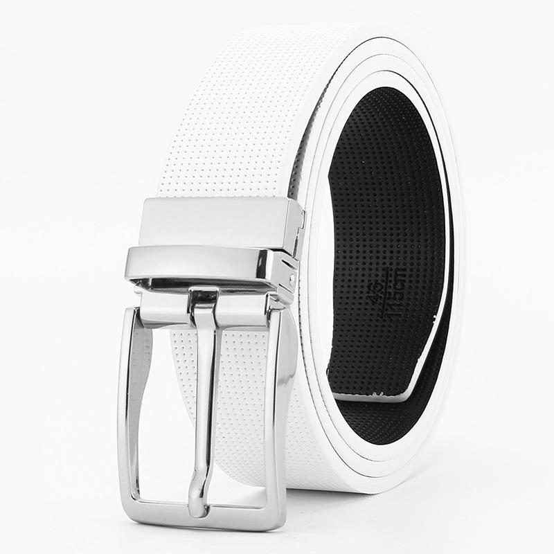 Pin Buckle Belt for Men  Double Sided Genuine Leather Casual and Fashionable Belt Rotating Buckle