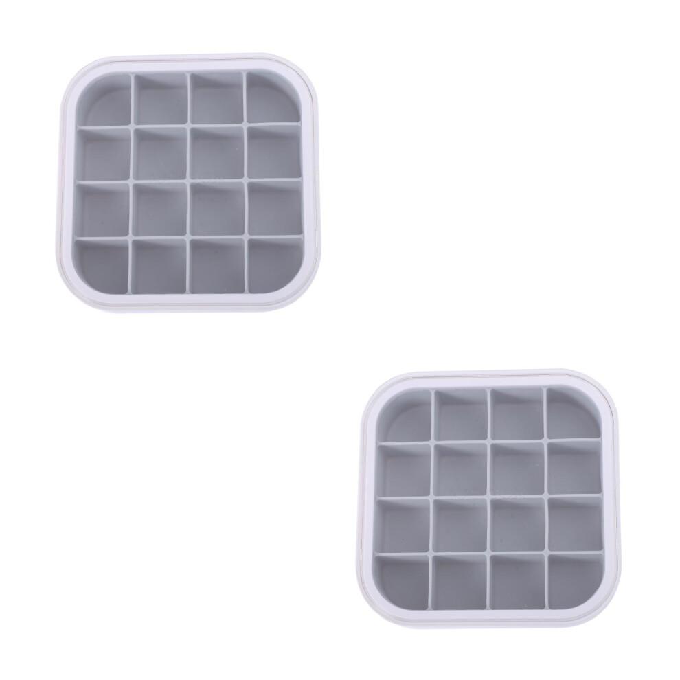 2Pcs 16 Grid Silicone Ice Cube Mold With Lid