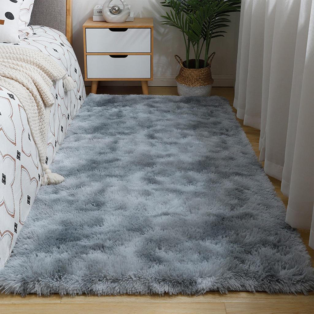 Tie Dye Shaggy Silk Wool Area Rug 40x60cm Modern Square Plush Carpet Soft Carpet for Living Room Bedroom Decor
