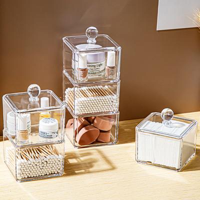 Tarro de Almohadillas de Algodón de 1-3 Capas Caja de Almacenamiento de Cosméticos Para Bastoncillos de Algodón Varilla Cosméticos Organizador de Joyas Con Tapa Cajas de Reenvasado de Maquillaje