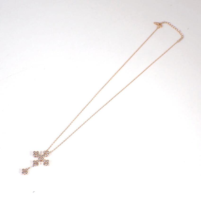 [Pre-owned] VENDOME K18PG Diamond Cross Pendant / j66-6