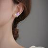 Pink Tulip Imitation Pearl Earrings Rose Flower Two Ways To Wear Ear Studs for Girls Daily Wear Women Ear Piercings Gifts