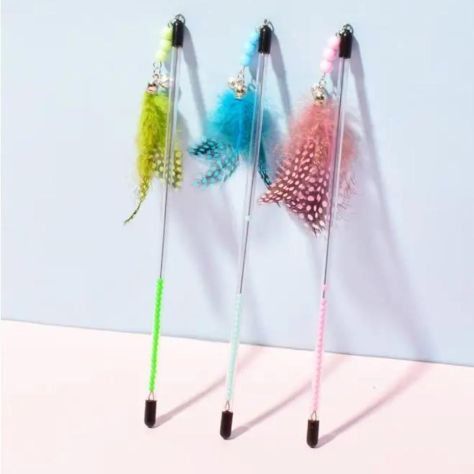 New Cat Toys Feather Cats Sticks Retractable Handle Cats Toy Feather Interactive Cat Toys With Kitten Teaser Toy Pet Products