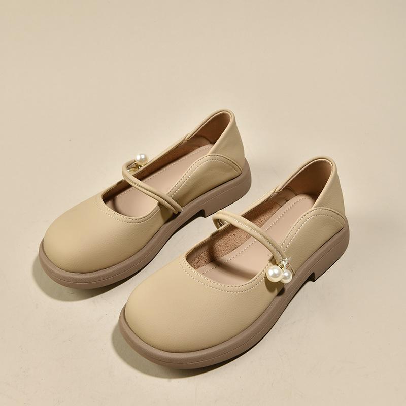 

Leather Mary Jane shoes women s pearl flat shoes spring 2025 new loafers with skirts gentle small leather shoes 40