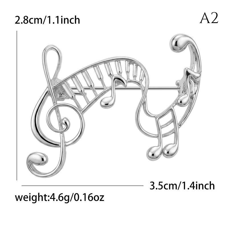 1Pcs Unisex 2-Color Elegant Music Lover Party Office Brooch Pin Metal Musical Note Brooches For Women Gifts