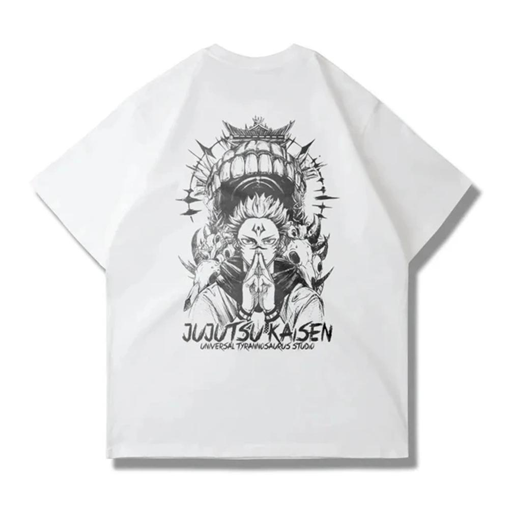 Men's Cotton T-Shirt 2024 Y2k Retro Cotton Short Sleeve Shirt Jujutsu Kaisen Ryomen Sukuna Japanese Anime Print T-Shirt