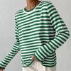 Round Neck Knit Striped Jumper Spring Summer Hundred Classic Retro Striped Pullover Jumper Women Blend Comfortable Undercoat Long Sleeves Sweater