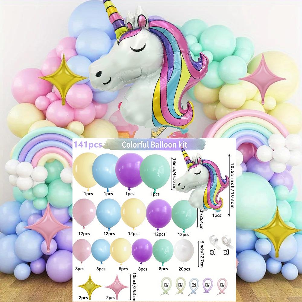 Ballonkettenset Einhorn Hintergrundtuch Szenenarrangement Kindergeburtstagsfeier Ballondekoration Ballon