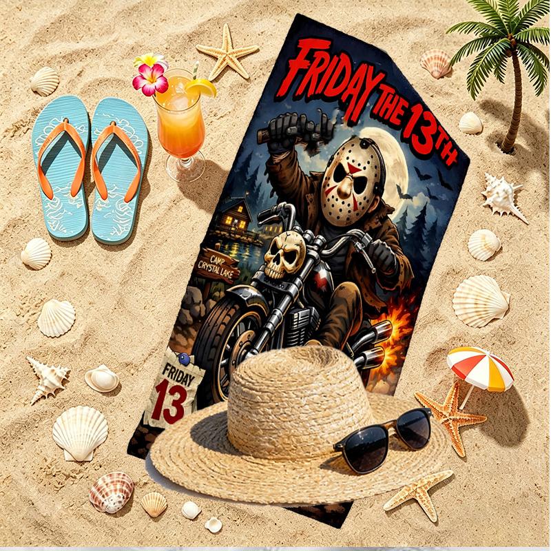 Jason Voorhees Print Beach Towel, Versatile Lightweight Absorbent Beach Towel for Pool Surf Yoga Bathroom, Perfect Birthday Holiday Gift